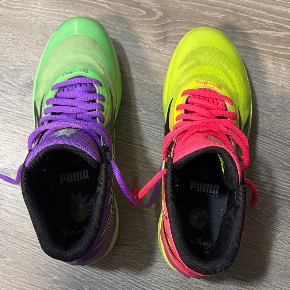 Puma Multicolor Athletic Shoes - Green, Yellow, Purple, Pink, Rick & Morty